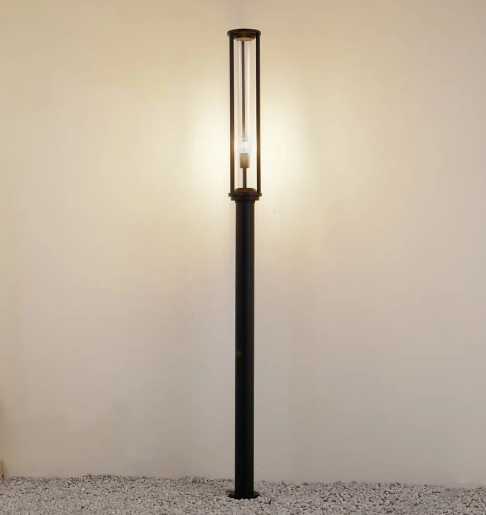 Lucande udendørslampe Alivaro, sort, 220 cm, E27, IP65