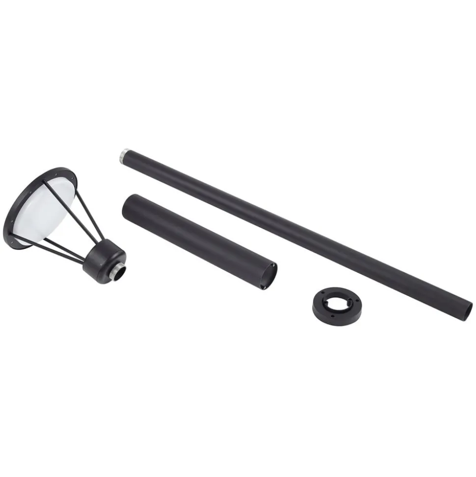 Lucande udendørslampe Elario, 222 cm, sort, aluminium