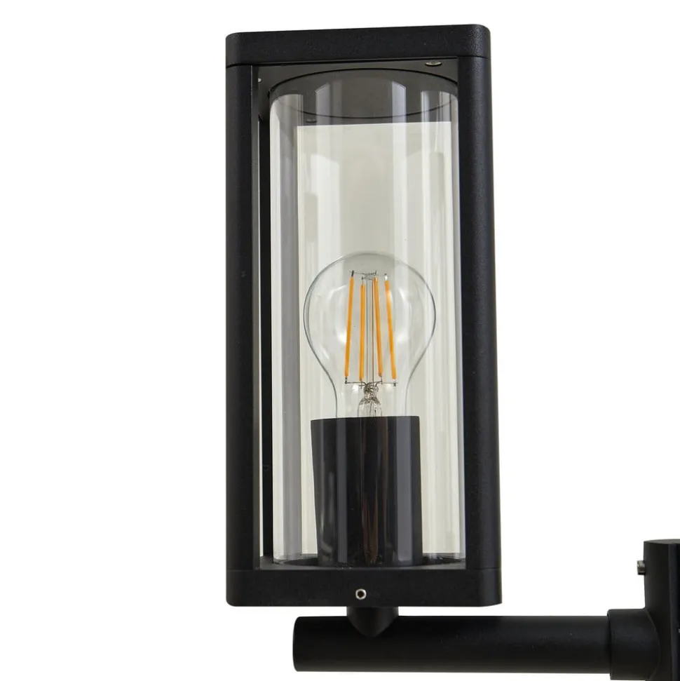 Lucande udendørslampe Siveta, 240 cm, 2 lyskilder, sort, E27, IP65