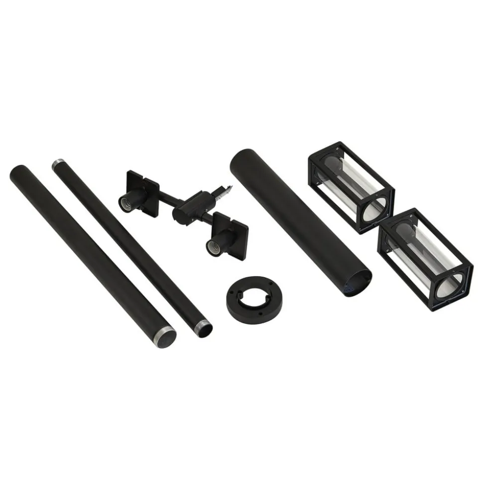 Lucande udendørslampe Siveta, 240 cm, 2 lyskilder, sort, E27, IP65