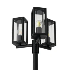 Lucande udendørslampe Siveta, 240 cm, 3 lyskilder, sort, E27, IP65