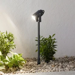 Lucande udendørsspot Galina, jordspyd, stik, grå, 40 cm