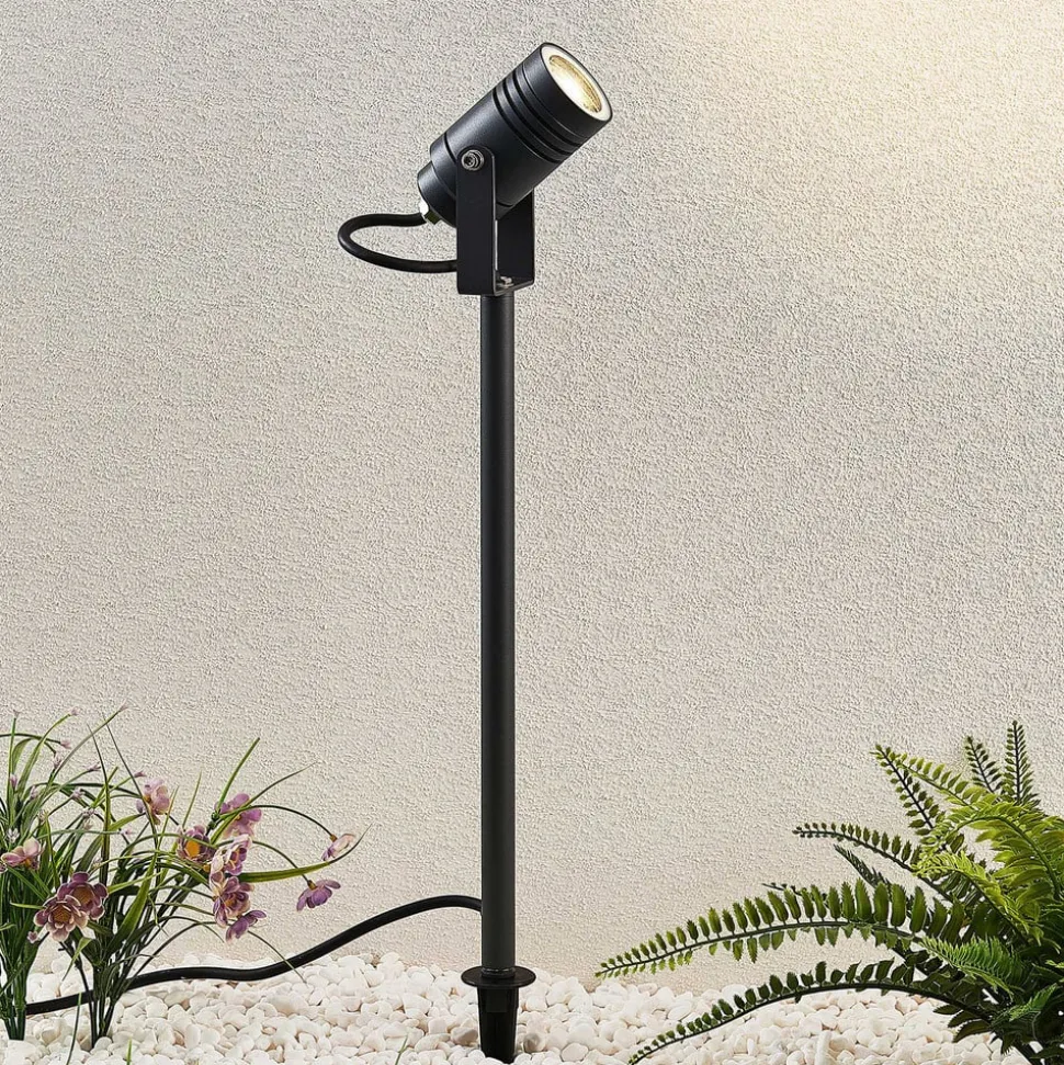 Lucande udendørsspot Galina, jordspyd, stik, grå, 40 cm
