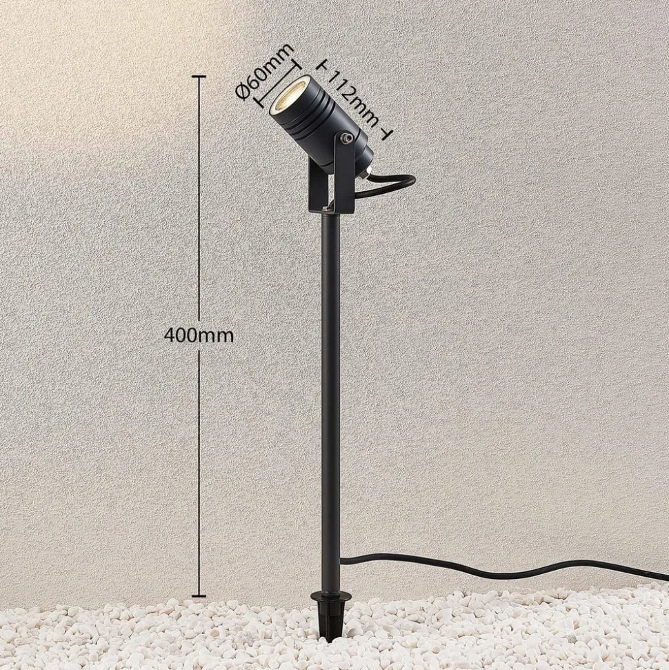 Lucande udendørsspot Galina, jordspyd, stik, grå, 40 cm