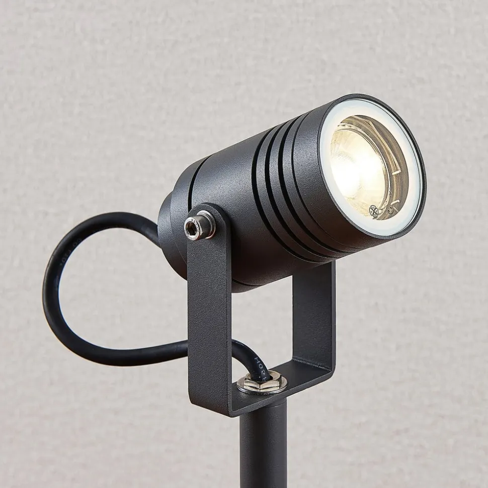 Lucande udendørsspot Galina, jordspyd, stik, grå, 40 cm