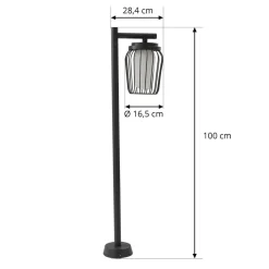 Lucande vejlampe Chandan, 100 cm, sort, aluminium