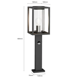 Lucande vejlampe Ferda, 60 cm, sensor, antracit, IP44