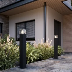 Lucande vejlampe Keke, højde 70 cm, antracit, aluminium