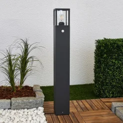 Lucande vejlampe Klemens, 90 cm, sensor, antracit, E27