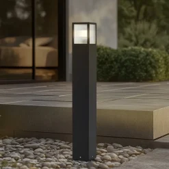 Lucande vejlampe Klemens, 90 cm, sort, metal, IP54