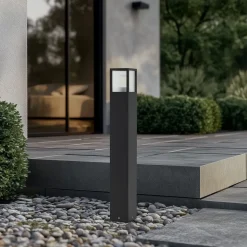 Lucande vejlampe Klemens, 90 cm, sort, metal, IP54