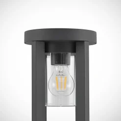 Lucande vejlampe Overa, grå, metal, 68 cm, IP44, E27