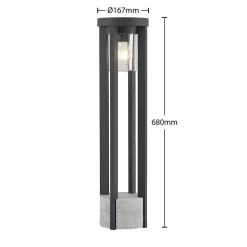 Lucande vejlampe Overa, grå, metal, 68 cm, IP44, E27