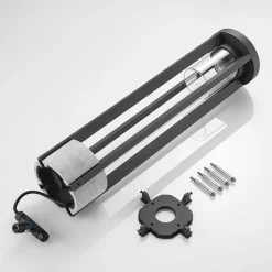 Lucande vejlampe Overa, grå, metal, 68 cm, IP44, E27