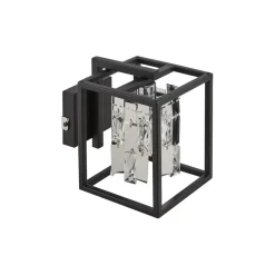 Lucande væglampe Arcan, krom/sort, krystalglas