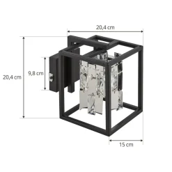 Lucande væglampe Arcan, krom/sort, krystalglas