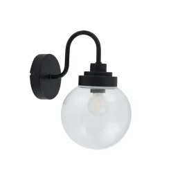 Lucande væglampe Badolo, sort, glas, 25 cm høj, IP44