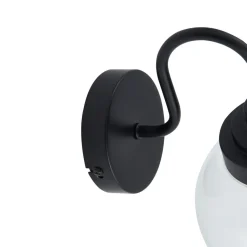 Lucande væglampe Badolo, sort, glas, 25 cm høj, IP44