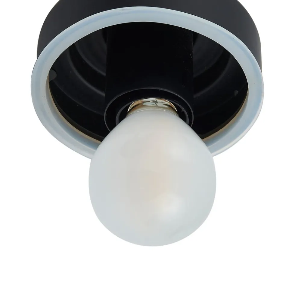 Lucande væglampe Badolo, sort, glas, 25 cm høj, IP44