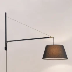 Lucande væglampe Beleza, højde 150 cm, kan trækkes ud, tekstil