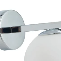 Lucande væglampe Bidolo, kromfarvet, glas, Ø 12 cm, IP44