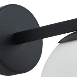 Lucande væglampe Bidolo, sort, glas, Ø 12 cm, IP44