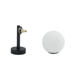 Lucande væglampe Bidolo, sort, glas, Ø 12 cm, IP44