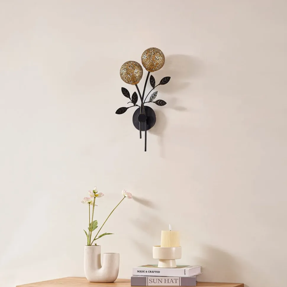 Lucande væglampe Evory, 30 cm, 2 lyskilder, sort/guld, G9