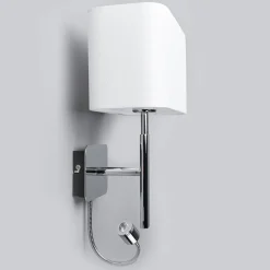 Lucande væglampe Jettka, højde 63 cm, læsearm, tekstil