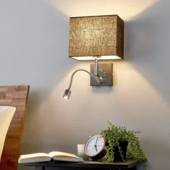 Lucande væglampe Rebekka, 31 cm, sort, LED-læsearm