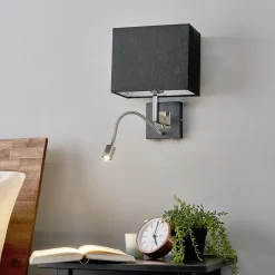 Lucande væglampe Rebekka, 31 cm, sort, LED-læsearm