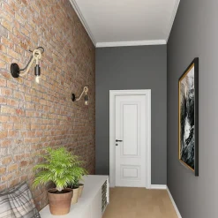 Lucande væglampe Ropina, sort, hampereb, højde 25 cm