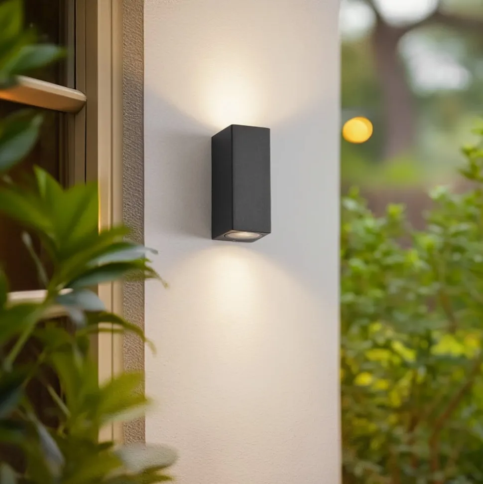 Lucande væglampe Xava, op/ned, antracit, 2 lyskilder, GU10