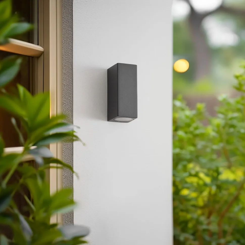 Lucande væglampe Xava, op/ned, antracit, 2 lyskilder, GU10