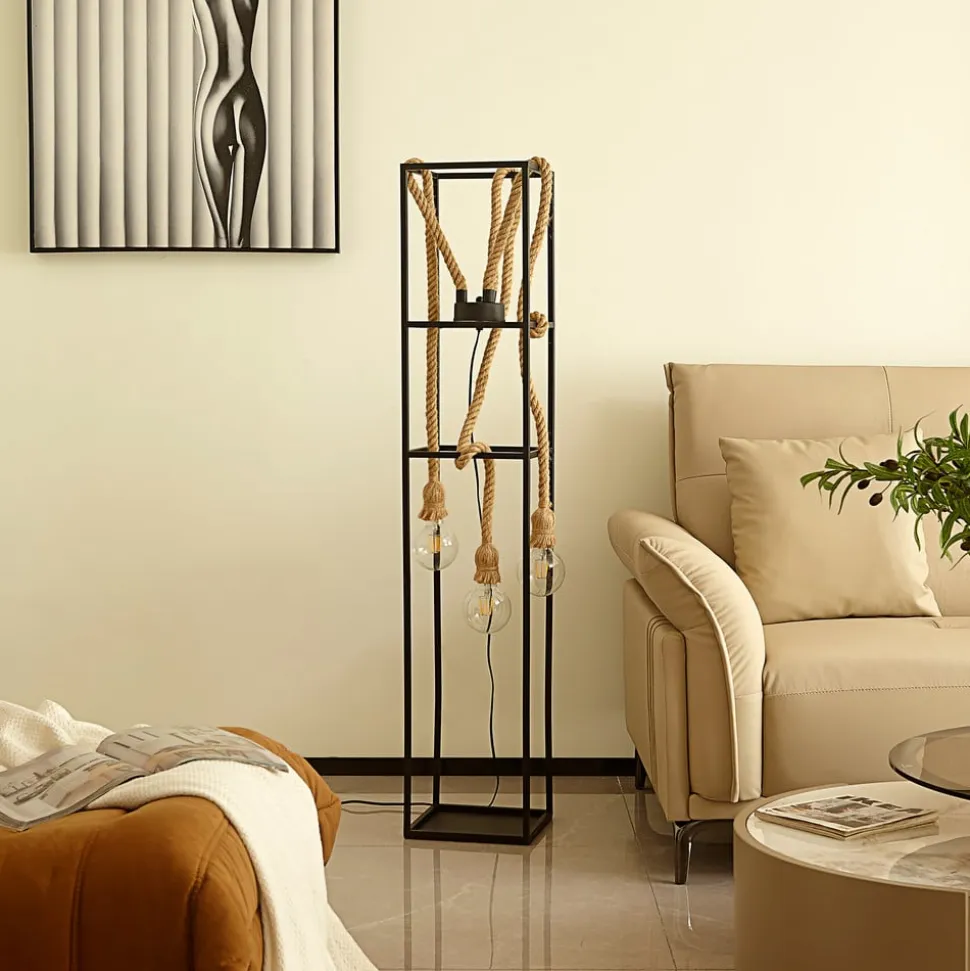 Lucande Vlados gulvlampe, bur, 3 lyskilder.