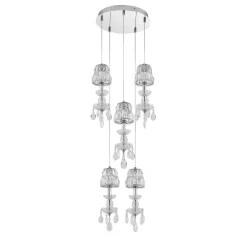 Lucande Yasanie LED-pendellampe, 5 lyskilder, rund