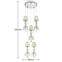 Lucande Yasanie LED-pendellampe, 5 lyskilder, rund