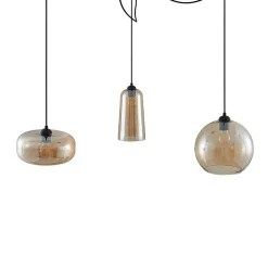 Lucande Zyli pendellampe, 3 lyskilder, ravgul