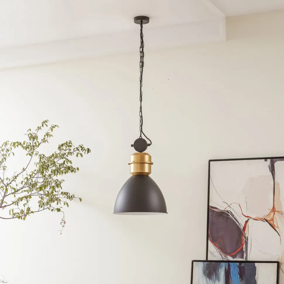 Lucande-pendel Kaeloria, sort/messing, aluminium, Ø 35 cm