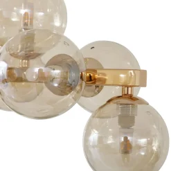 Lucande-pendel Naelen, guld/amber, 125 cm, glas, G9