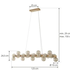 Lucande-pendel Naelen, guld/amber, 125 cm, glas, G9