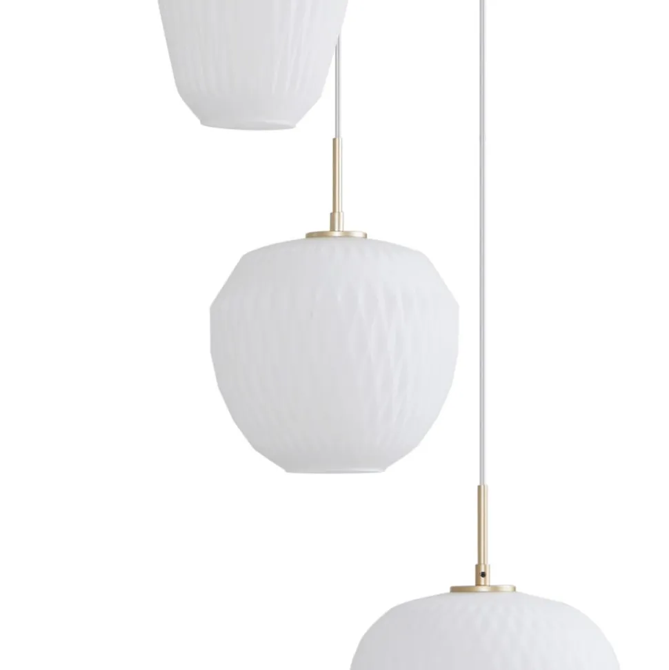 Lucande-pendel Quinara, 3-lys, opal, glas, Ø 52 cm