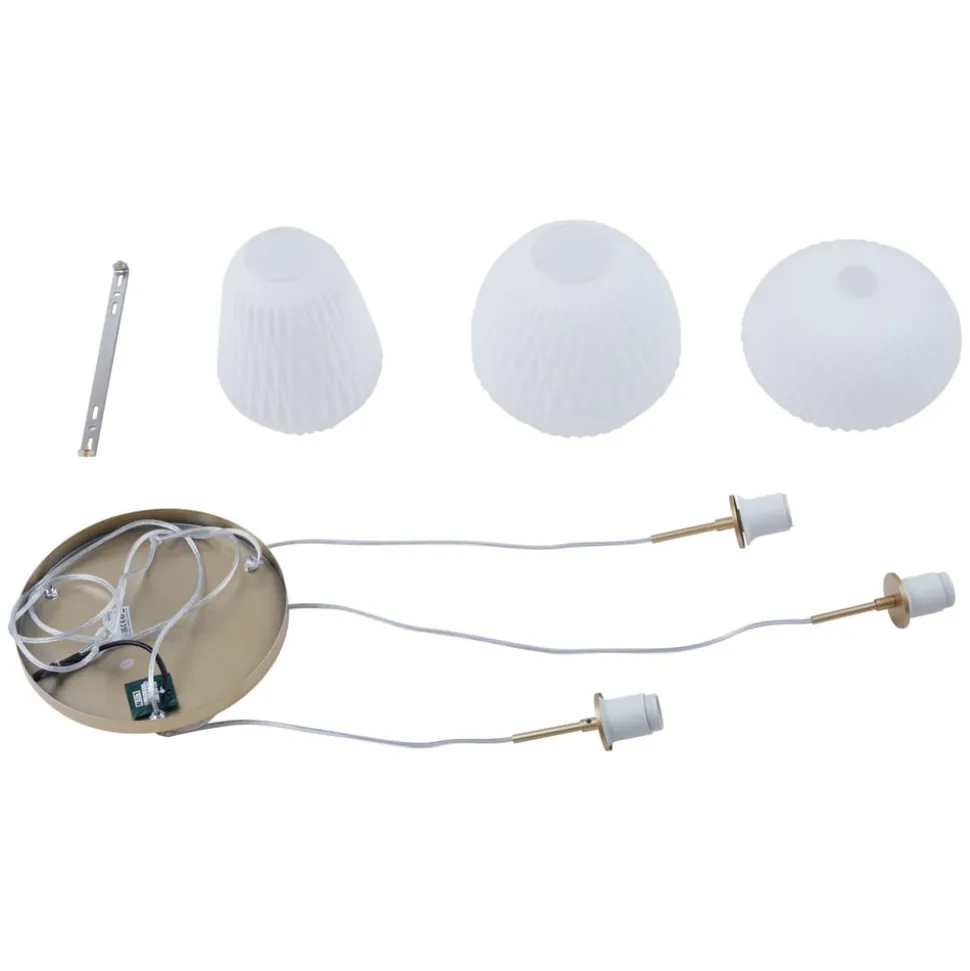 Lucande-pendel Quinara, 3-lys, opal, glas, Ø 52 cm