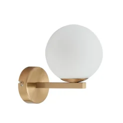 Lucande-væglampe Bidolo, messingfarvet, glas, 12 cm, IP44