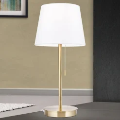 Ludwig bordlampe med USB-port, hvid/antik messing