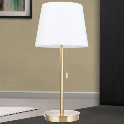 Ludwig bordlampe med USB-port, hvid/antik messing