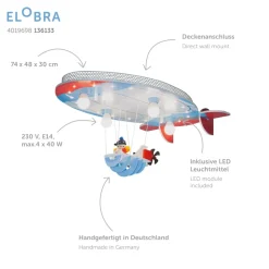 Luftskib med Joe loftlampe, blå-rød-hvid