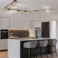 Lumaro skinnesystem, spots, 7 lyskilder, guld, Ø4cm,48V,dæmpbar