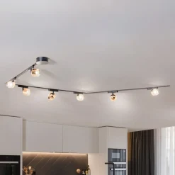 Lumaro skinnesystem, spots, 7 lyskilder, guld, Ø8cm,48V,dæmpbar