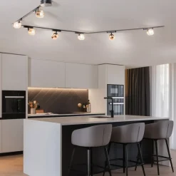 Lumaro skinnesystem, spots, 7 lyskilder, guld, Ø8cm,48V,dæmpbar